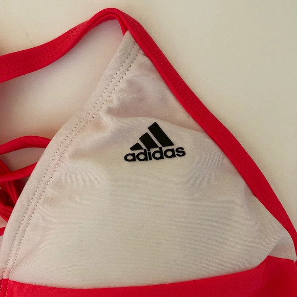 Adidas Bikini Top Cross Back White And Coral Size 16 - Picture 6 of 6